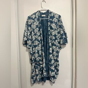 Natural by Known‎ Supply Organic Cotton Blue Floral Kimono M L